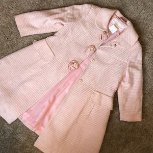 Rothschild Pink & White Rose Trim Tweed Pea Coat